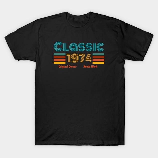 Retro birth year 1974 T-Shirt by RRLBuds